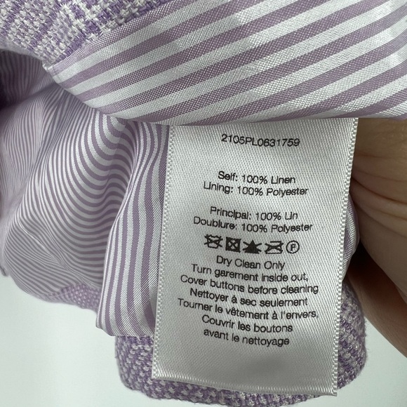 Veronica Beard Purple Linen Blend Vest - The Geraldine Linen Vest Size 8 - Picture 10 of 10